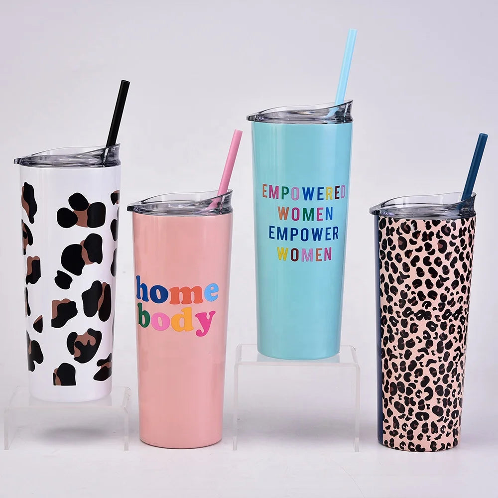 Double Layer Stainless Steel Outdoor Vacuum Water Tumbler Internet Famous Creative Pattern Water Cup 700ml  Office Coffee Cup