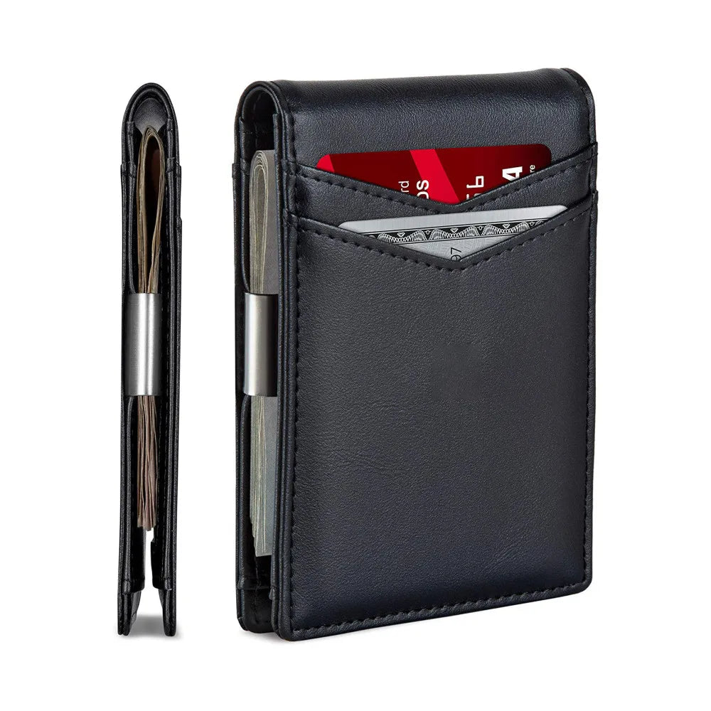 Hot Card Case Leather Anti Theft Brush Rfid Money Clip Men's Card Holder Card Case