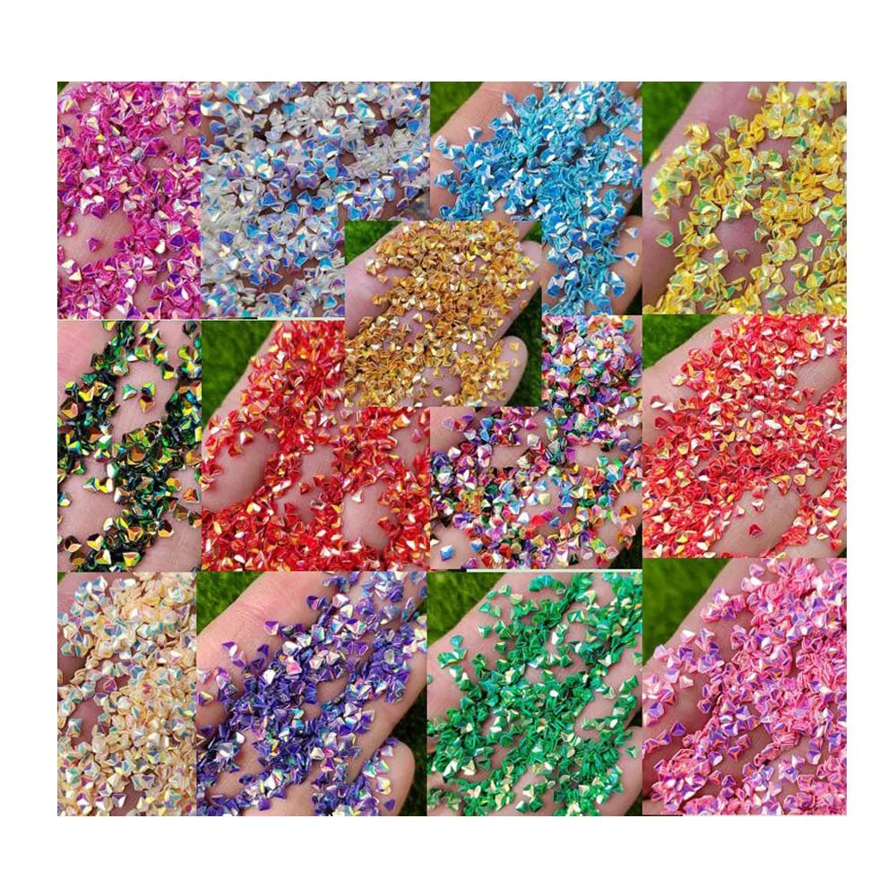 3MM 3D Diamond Shape Sequins Colorful Shiny Diamond Glitters Paillette for Face Body Nail Art Makeup Decoration Supplier