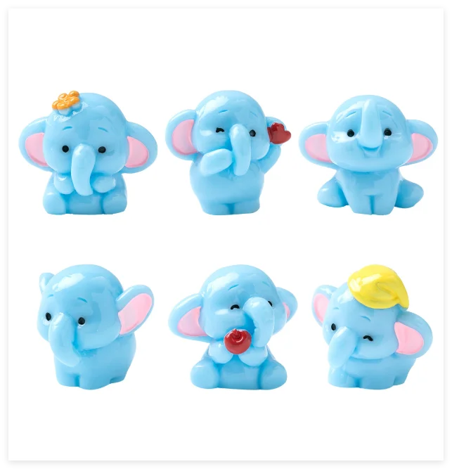 Micro fairy Garden Miniature Dollhouse Home Decoration Wholesale Colorful Resin Elephant Animal Figurine Resin Elephant Statue