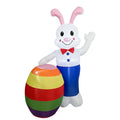 Dropship 6/5 FT Easter Inflatables Outdoor Decor Bunny Holding Easter Egg Carrot Built in LED Lights Easter Blow up Yard Decor