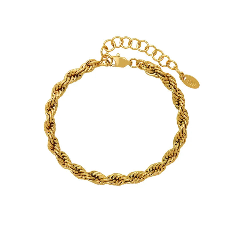 French Style Fried Dough Twists Chain Bracelet Stainless Steel Jewelry  Women 2023 Daily Waterproof