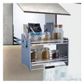 Modern Kitchen Storage Cabinet Elevator Lift Pull-Down Revolving Basket with Wire Design for Dish Organization