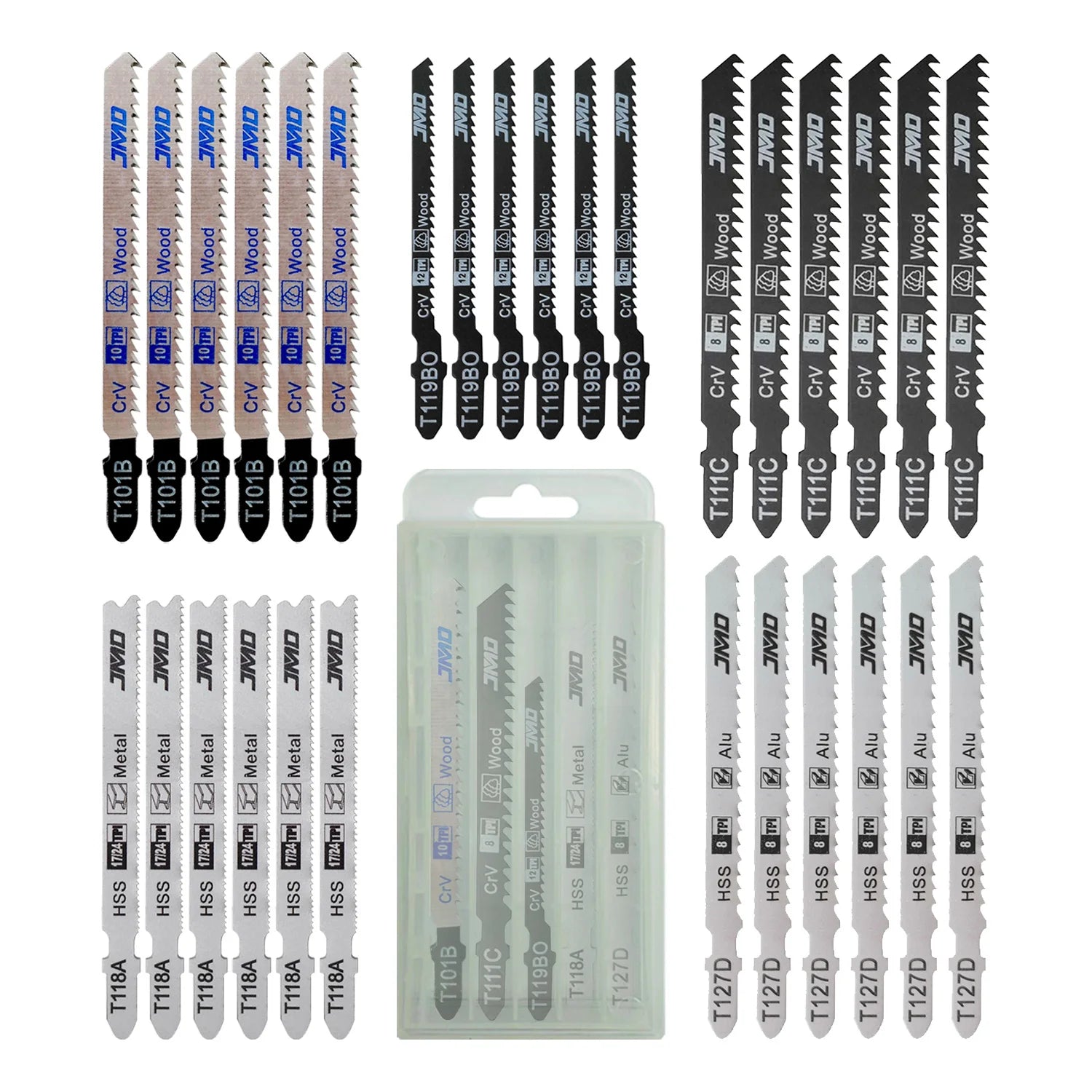 JMD Industrial Jig Saw Blade Set 30pcs V-Cut Blades for Wood Metal Cutting Custom OEM Models T111C T119BO T118A T127D T101B