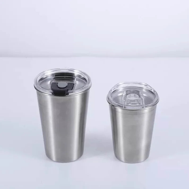 Raw Stainless Steel Cups 16OZ Pint Tumbler Coffee Cup Single Wall Metal Pint Glass Cup 16OZ