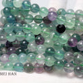 Meihan Wholesale Natural Colorful Fluorite Charms Smooth Round Beads Stone for Jewelry Making Design