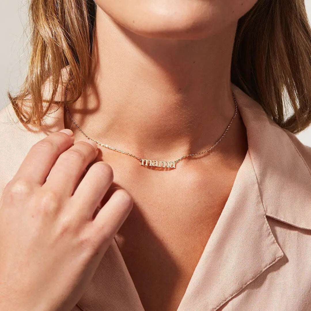 New Personalized Letter Waterproof Stainless Steel 18K Gold Plated Custom Mama Initial Clavicle Chain Choker Necklace