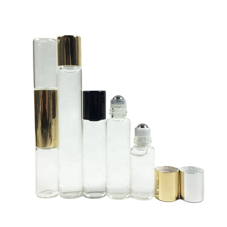 Wholesale clear Glass Perfume Bottle 3ml 5ml 10ml Roll on Bottle Empty Roller Ball Bottle for Essential Oils Eye Cream