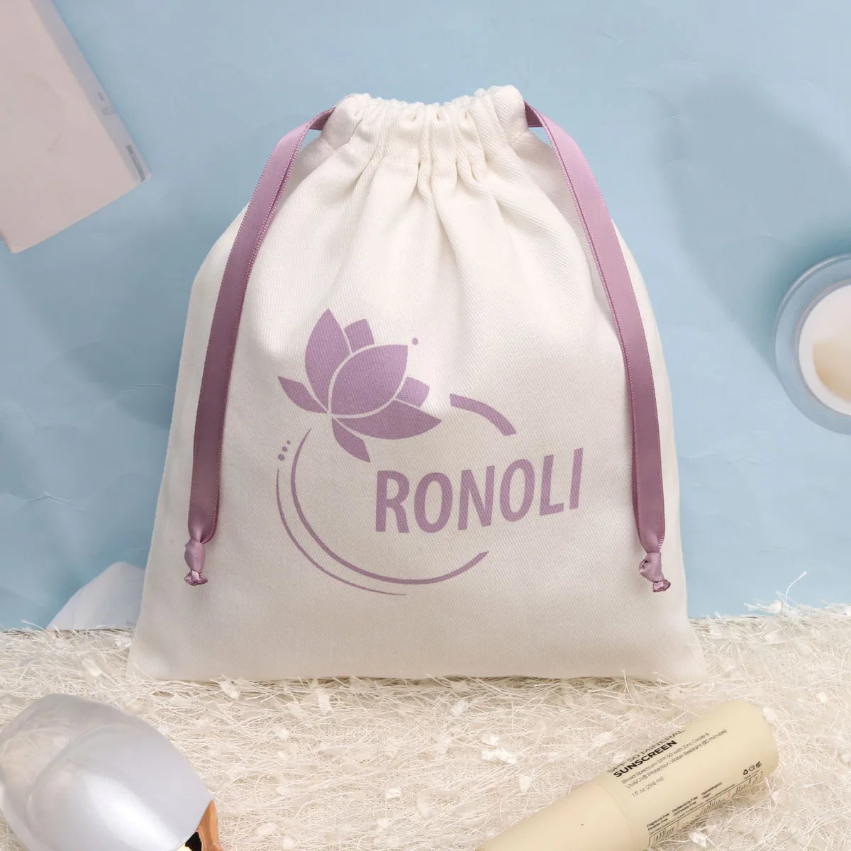 Custom Logo Printing Cotton Twill Drawstring Shoe Gift Packaging Bag White Cotton Dust Pouch Shopping Bag