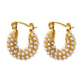 Fashion Elegant Stainless Steel U Shape Clip on Earrings 18K Gold Plating Imitation Pearl Hoop Earring for Women Jewelry YF2810