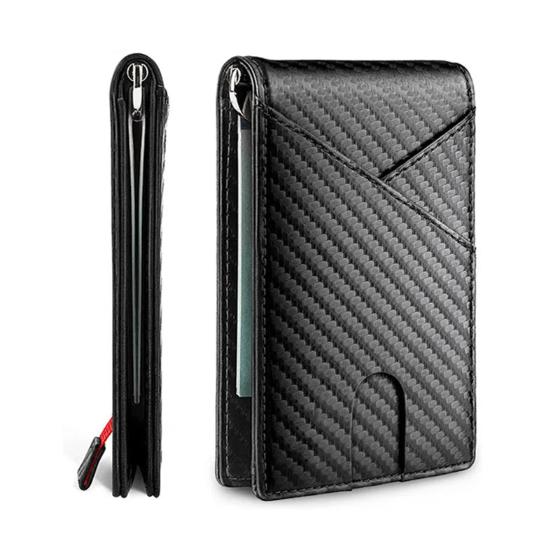Summer New Dollar Clip Business Fashion RFID Card Bag Exquisite Gift Box Carbon Fiber Card Passport Holder Wallet