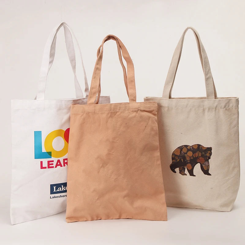 Wholesale Customized Eco-Friendly Cotton Canvas Tote Bag Low MOQ Fashion Style with Logo Print for Carry Shopping or Gift