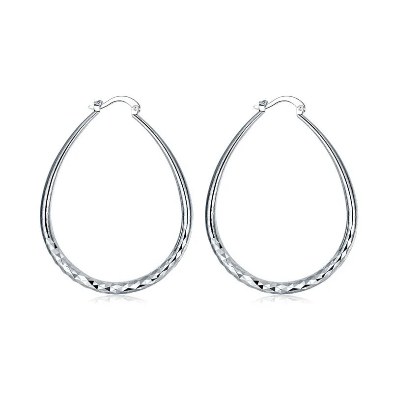 Korean Fashion Copper Alloy Oval Pendant Drop Geometric Earrings Jewelry for Women