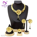 MEIZI Dubai 18K Gold and Jewelry Collection for African Brides a Four-piece Set of Necklaces Bracelets Earrings and Rings