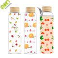 GA5062 550ml  Waterdrop Single Wall  Glass Bottles Travel Silicone Wholesale Borosilicate Glass Water Bottle with Bamboo Lid