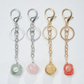 2022 Wholesale Folk Crafts Gemstone Natural Mixed Quartz Copper Wire Keychain Rough Raw Polished Stone Crystal Keychain for Gift
