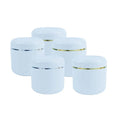 Stock 250ml White Empty Cream Container  8oz pp Plastic Body Butter Jars with Gold Rim Cap
