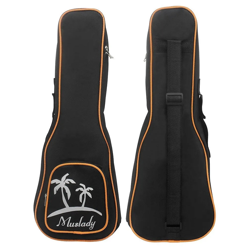 Muslady 21 Inch Soprano Ukulele Bag Uke Ukelele Zippered Case Coconut Tree Pattern Style with Adjustable Single Shoulder Strap B