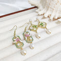 New Arrivals Chinese Style Vintage Magnolia Flower Leaves Pendant Long Tassel Earrings with Natural Freshwater Pearl for Women