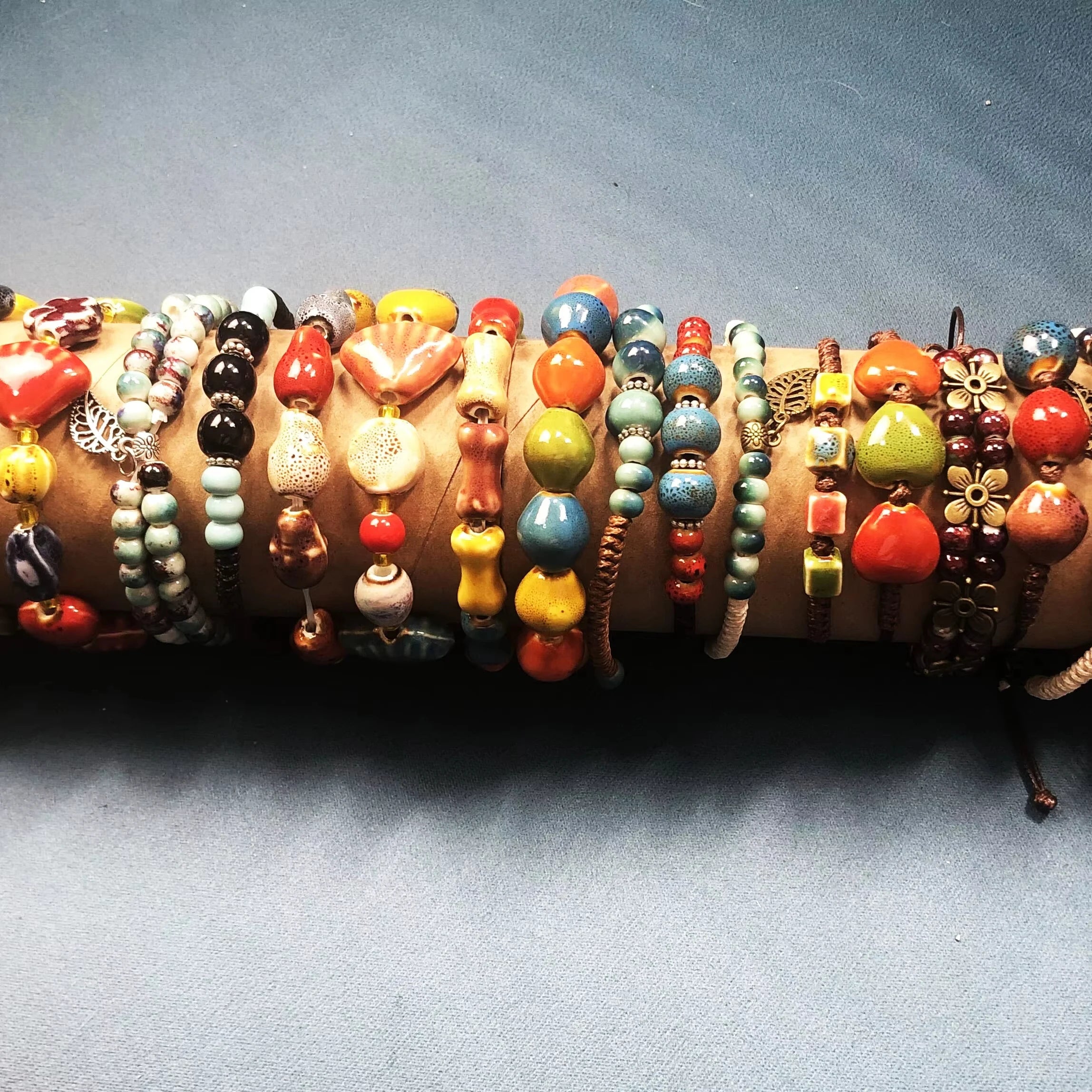BMZ 2025 New Coming Ceramic Jewelry Spring Adjustable Colorful Bohemia DIY Charms Bead Ceramic Bracelet