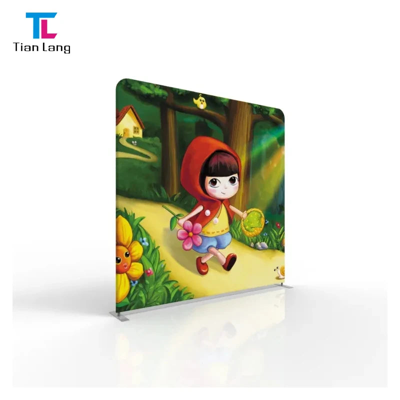 Tian Lang 10ft X 8ft Curved Trade Show Display Hopup Tension Fabric Display with Pillow Case Backdrop