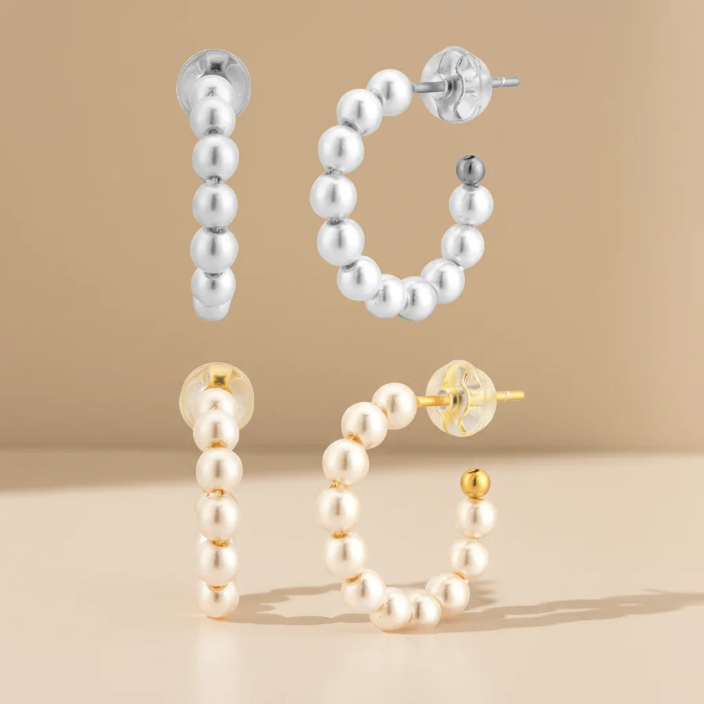 FUAMAY Shigh Quality 925 Silver Fine Hoop Earrings Small Fresh Water Pearl Earrings 925 Sterling Silver Pearl Hoop Earrings