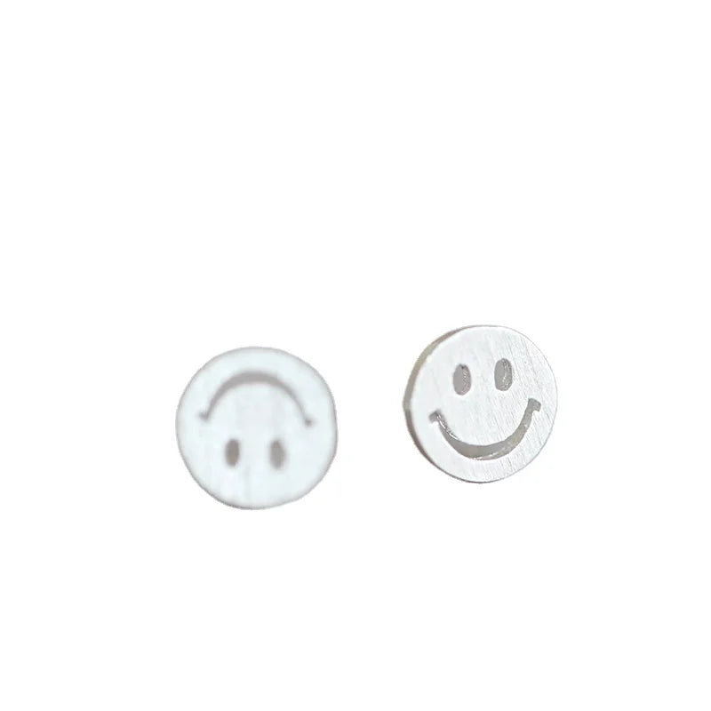 925 Sterling Silver Smiling Face Stud Earrings for Women Girls Fashion Sterling-silver-jewelry Earrings