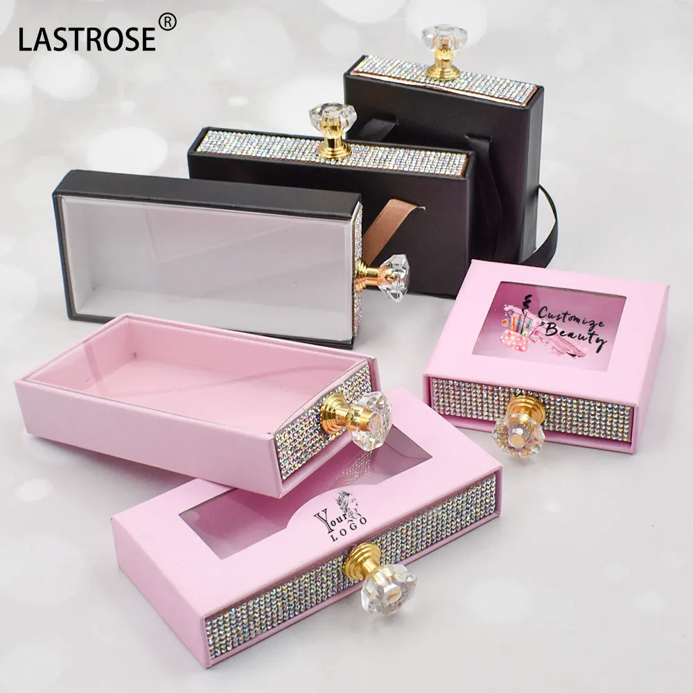 Wholesale Bling Glitter Lashbox Packaging  Print 3d 25mm Mink Eyelashes Boxes Vendor Empty Rhinestone Lashes Cases