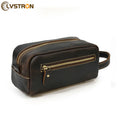 Promotion Multi-color Water-resistant Genuine Leather Zipper Travel Shaving Kit for Case Cosmetic Bag for Men