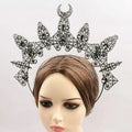 Customize Lolita Black Devil Goddess Sun Halo Crown Headband Gothic Vintage Mary Baroque Tiara