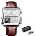 LIGE LG8925 Wholesale Price Watch for Men Luxury  Leather Brown Wristwatch Waterproof Electronic Digital Clock with Gift Box