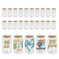 USA Warehouse RTS 25pcs/ctn 16oz clear Glass Can Sublimation Glass Tumler Mugs with Bamboo Lid and Plastic Straw