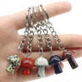 Women Bag Pendant Stone Carved Decor Mushroom Keyring for Gift Natural Gemstone Healing Crystal Mushroom Crystal Stone Key Chain