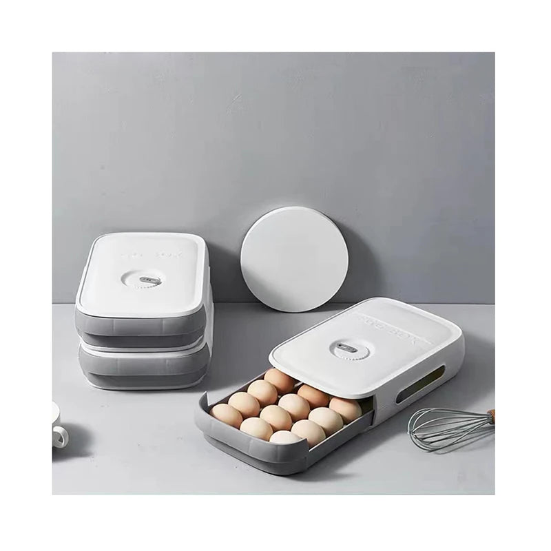 Drawer Type Plastic Square Egg Holder for Refrigerator Egg Tray Container Date Reminder Egg Fresh Storage Box Injection-Molded