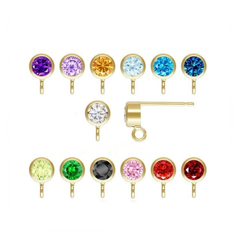 GF036 Real 14K Gold Filled Jewelry Findings Unique Ear Wire AAA CZ Bezel Gold Ear Wire Pin Findings