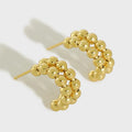Wholesale Trendy Ball Hoop Earrings 925 Sterling Silver Half Hoop Earring Rhodum 18k Gold Plated Earrings