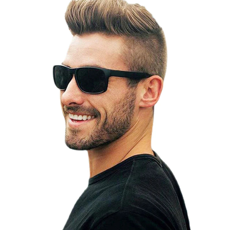 FUQIAN Stylish Black Sport Sunglasses for Women and Men Square Elastic Paint Soft Matt Polarized UV400 TAC Lenses