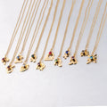 MIENTER Birthstone Stainless Steel Charms Necklace for Jewelry Gold Plated Design Pendant Choker for Women