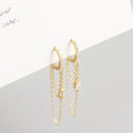 2022 NEW 925 Sterling Silver Long Chain Tassel Earrings with Cubic Zirconia Hoop Earrings MegaBDM