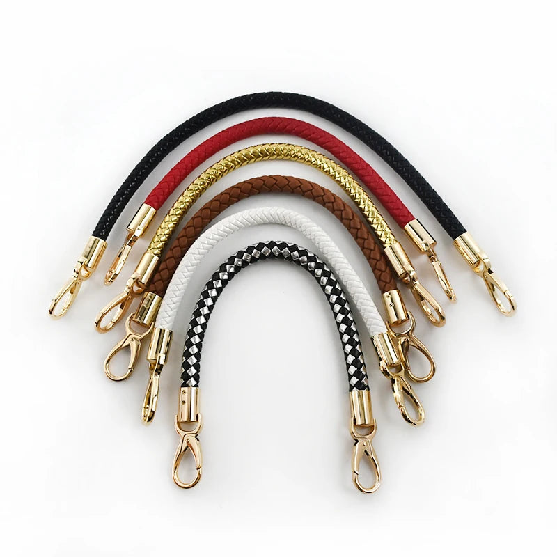 Meetee AP2347 50cm Luggage Bag Accessories High Quality Colorful PU Leather Handbag Handles Metal Buckle Woven Bag Strap
