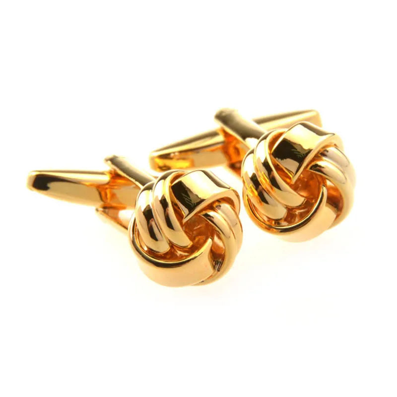 Wholesale Gold Plated Love Knot Elegant Cufflinks Custom Men Suit Shirt Fashion Accessory Wedding Tuxedo Trendy Jewelry Gift Set