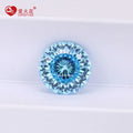 Full Sizes Special Birds Nest Cut Cz Stone Aquamarine Color Round Brilliant Cut Cubic Zirconia