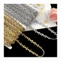 Gold Silver Acrylic Rhinestone Plastic Trims Diy Ethnic Garment Costume Decorative Crystal Stone Chain Wedding Dress Lace Fabric