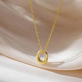 925 Sterling Silver Fashion Circle Hollow Pendant Necklace Simple Light Luxury Necklace for Women Hainon 975