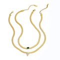 Fenny 18K Gold Plated Wholesale Dainty Trend Green Zirconia Herringbone Band Choker Chain Stainless Steel Necklace for Women