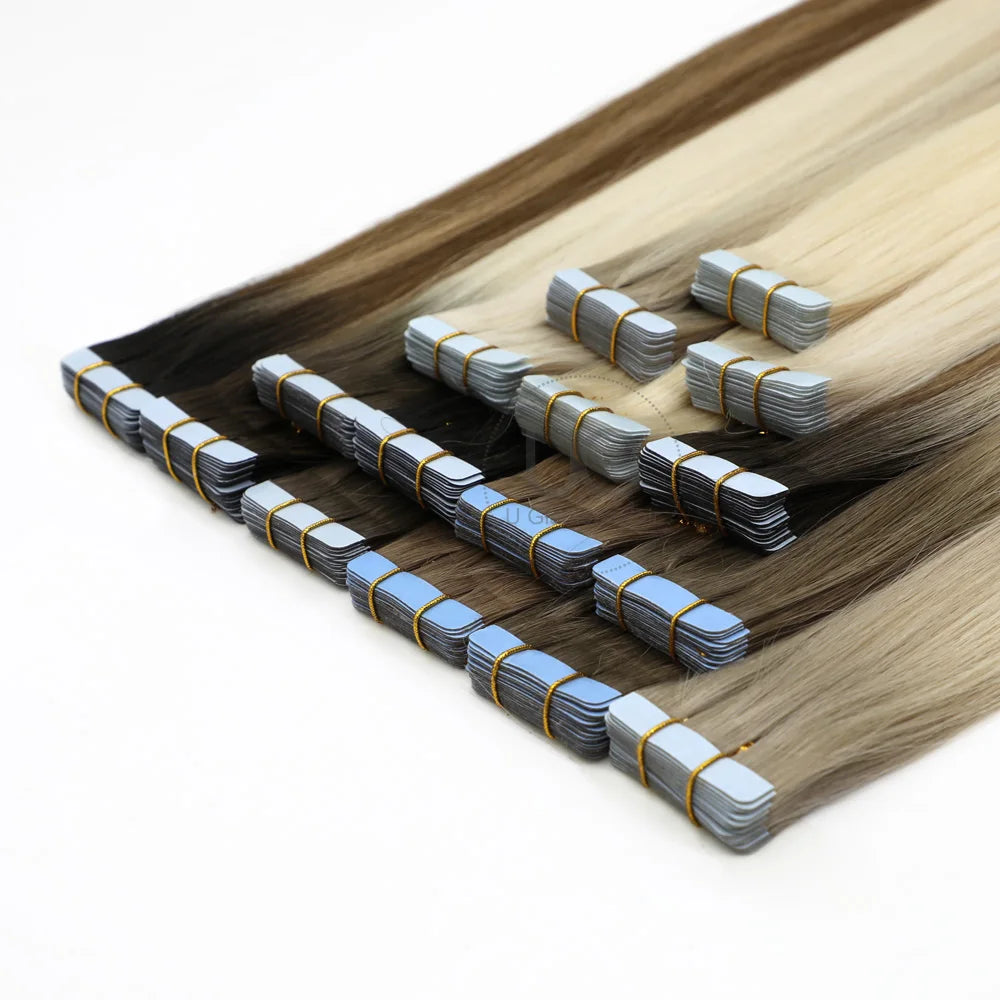 U Glamour Straight Virgin Double Drawn 100% Tape in European Human Hair Extensions 100G Tape Hair