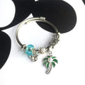 Luxury Charm Beads Stainless Steel  Bangle Apply Tree Snow Flowers Pendant Charm Women Bracelets