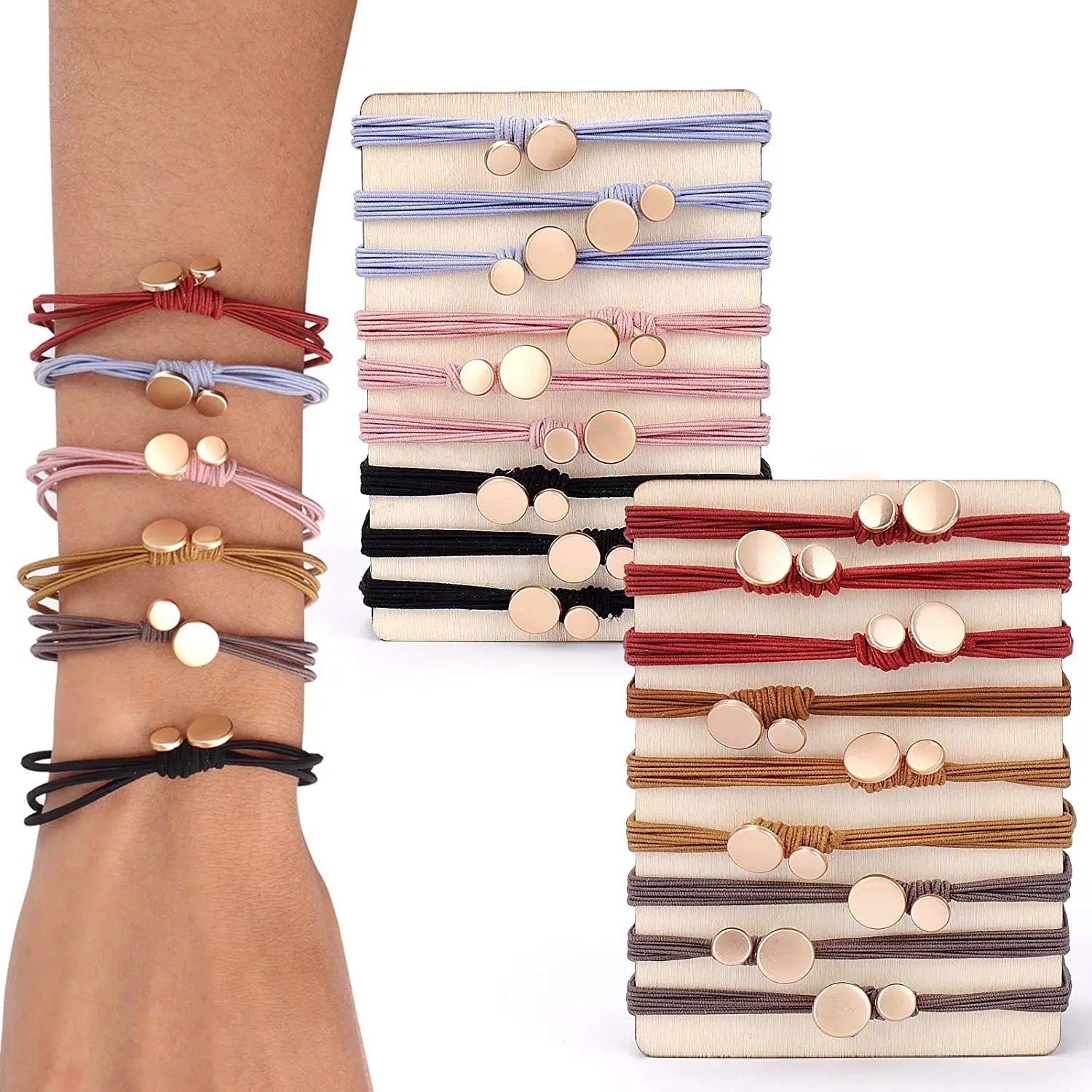 Boho Hot Sell Charm Wrist Hair Accessories Sets Elastic Hair Ties Bracelet for Women
