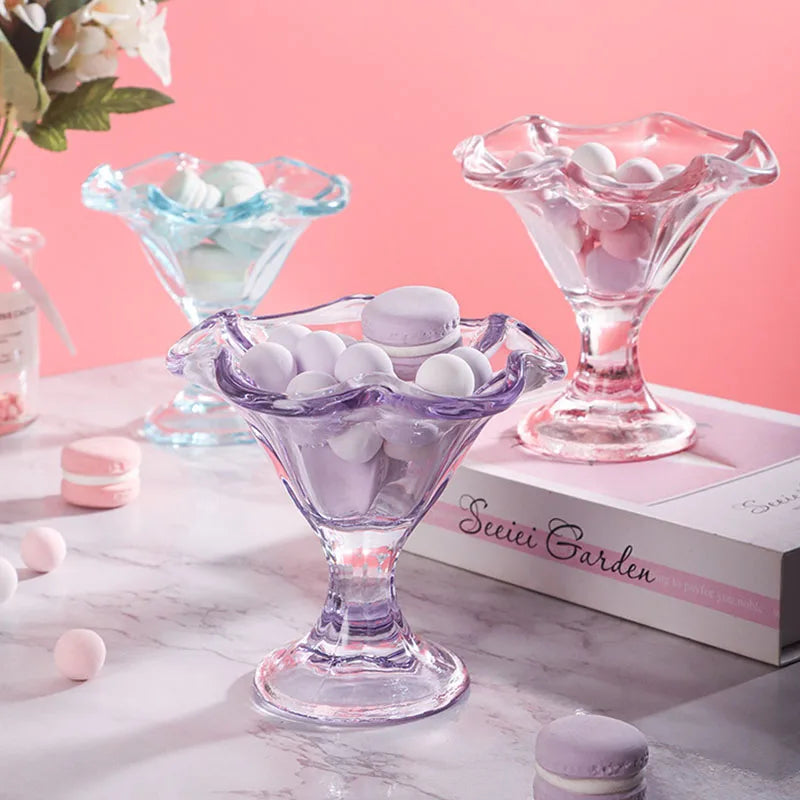 Factory Wholesale Unbreakable Colored  Ice Cream Glass Cups Creative Glass Goblet