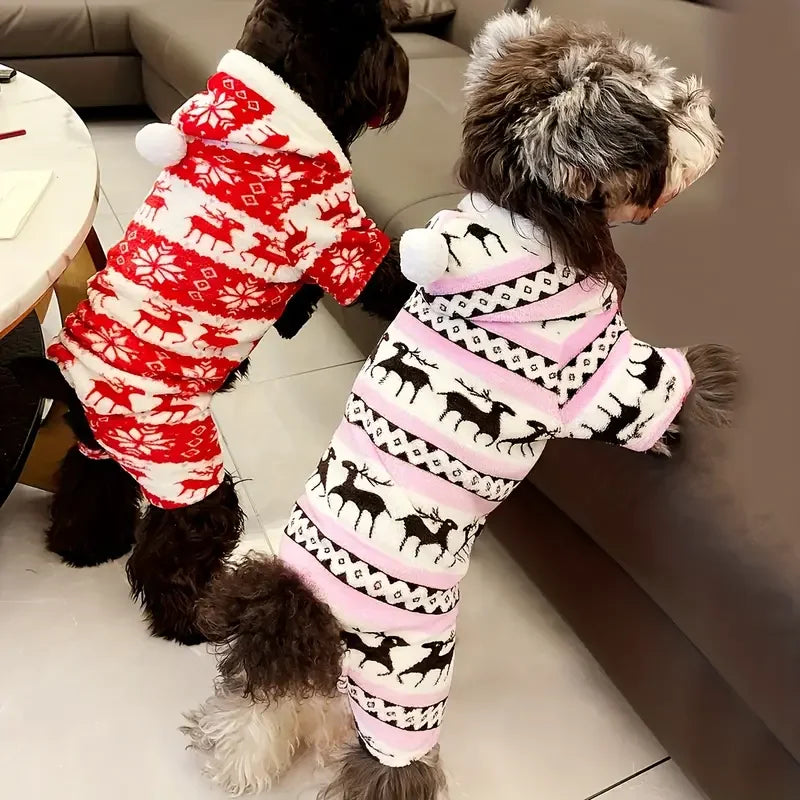Wholesale Super Soft Coral Fleece Cartoon Pet Clothes Four-Legged Dog Spring Autumn Winter Warm Christmas Elk Costume for Home